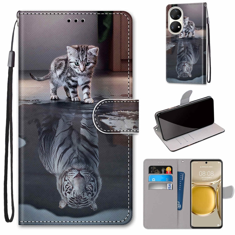Gray cat flip phone wallet case with card slots, PU leather, wrist strap, holder