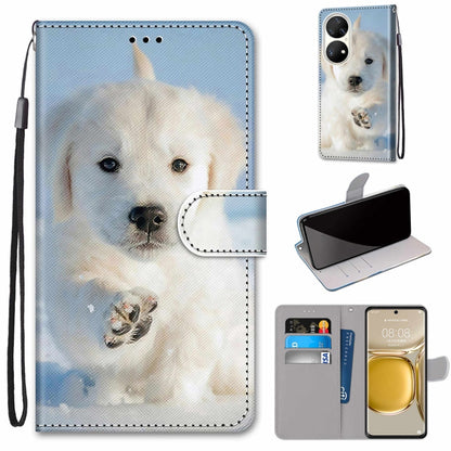 Dog face PU leather flip phone wallet case with card slots and wrist strap