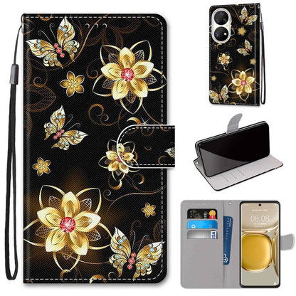 Butterfly flower PU leather flip phone wallet case with card slots and wrist strap