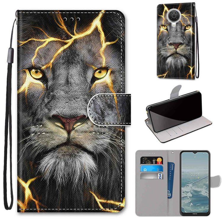 Electric lightning cat PU leather flip phone wallet case with card slots and wrist strap