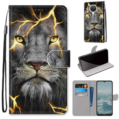 Electric lightning cat PU leather flip phone wallet case with card slots and wrist strap