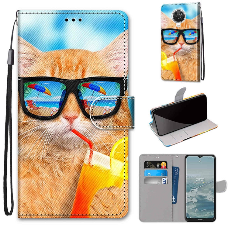 Cat PU leather wallet phone case with lanyard and card slots