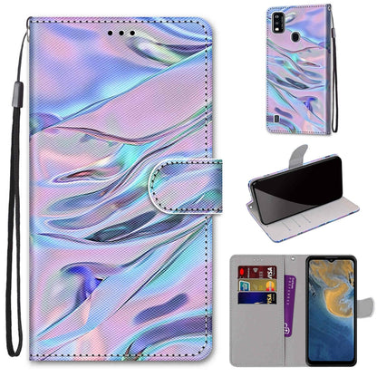 Colorful marbled PU leather flip phone case with wrist strap and card slots