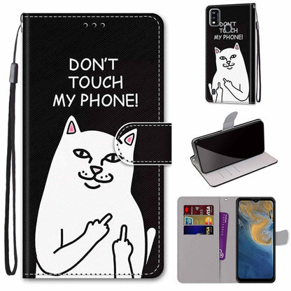 Mobile wallet case with black cat graphic, folio cover, card slots, wrist strap