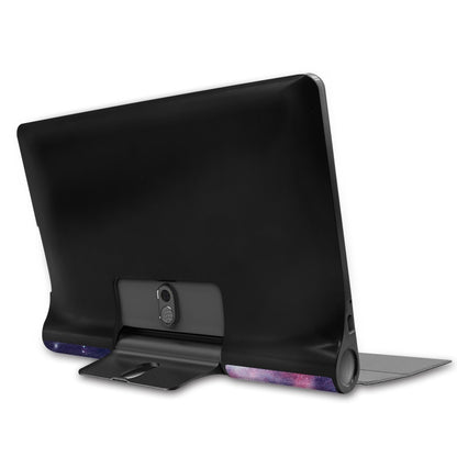 Folio stand case with galaxy nebula trim and tablet viewing angle support