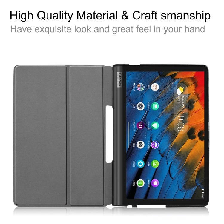 Two-panel folio case with gray back and galaxy nebula front pattern for Lenovo Yoga Smart Tab