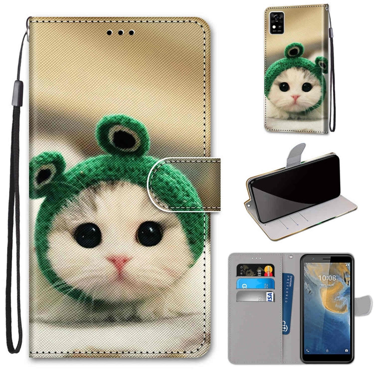 Cat PU leather phone wallet case with flip cover, card slots, and hand strap; panda pattern