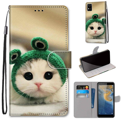Cat PU leather phone wallet case with flip cover, card slots, and hand strap; panda pattern