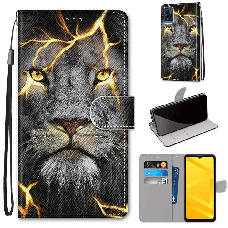 PU leather flip phone case with card slots and lanyard, black cat with golden crack lines
