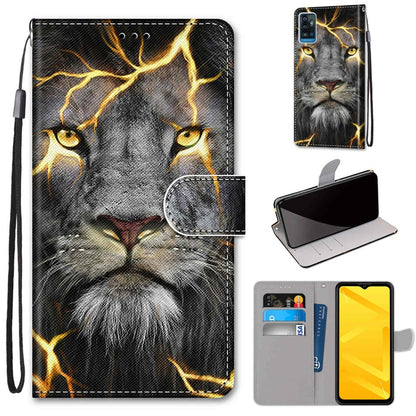 PU leather flip phone case with card slots and lanyard, black cat with golden crack lines