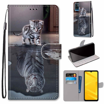 PU leather phone wallet case with wrist strap, flip cover, kitten animal print