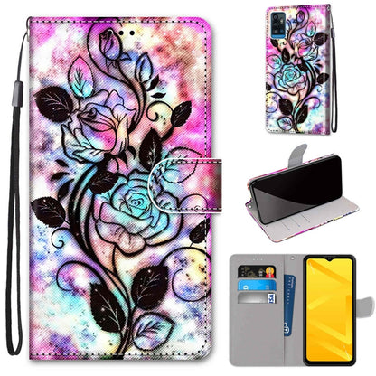 PU leather phone wallet case with wrist strap, flip cover, floral rose and butterfly print