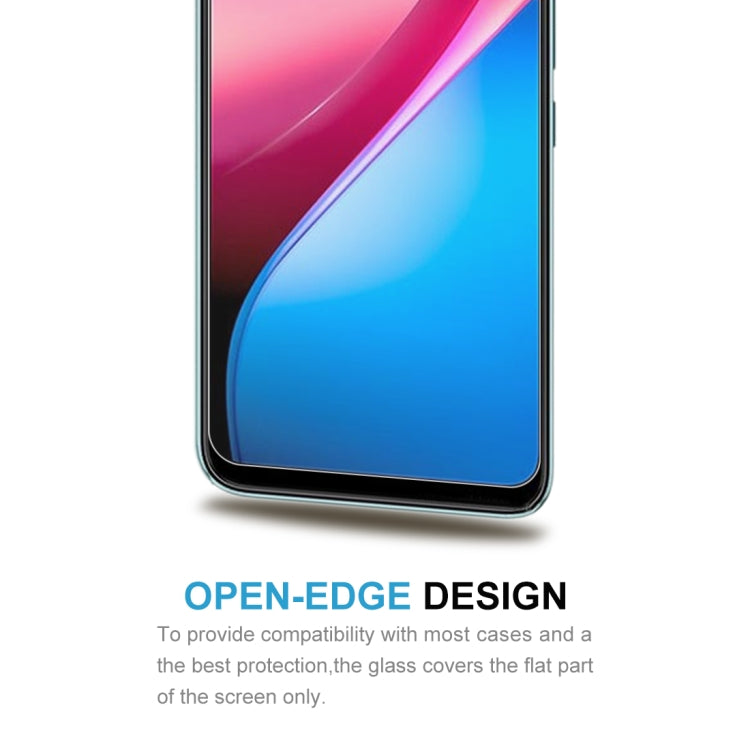 Tempered glass screen protector film with open-edge design for case compatibility