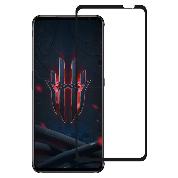 Tempered glass screen protector with full coverage for a dark smartphone display