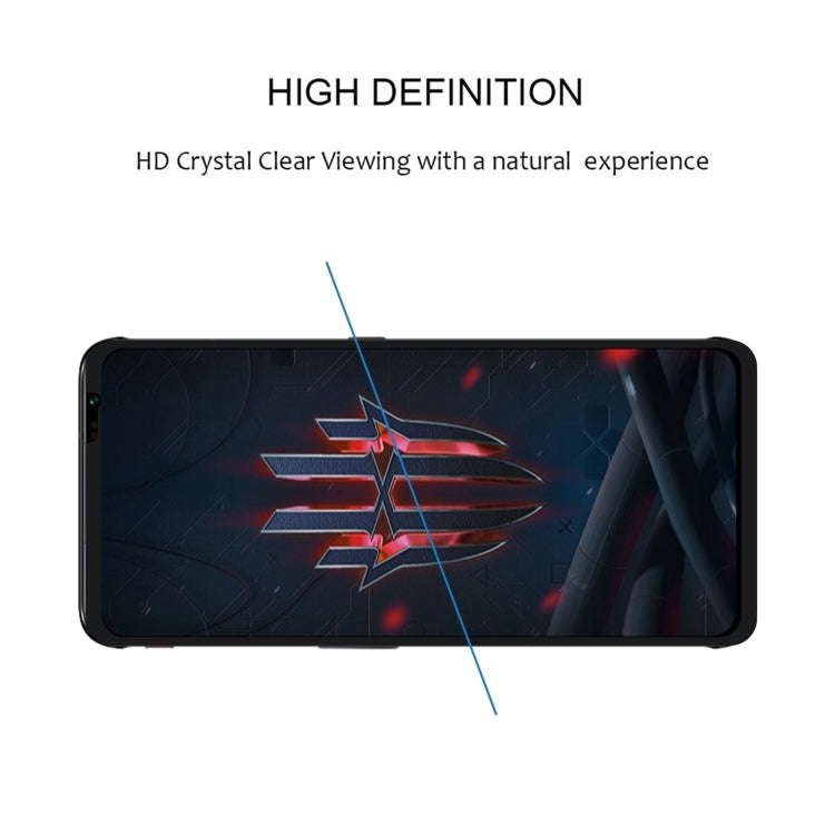 Tempered glass screen protector covering the front display on a dark phone