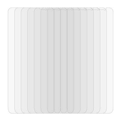 10-pack tempered glass screen protector set, clear protective films stacked