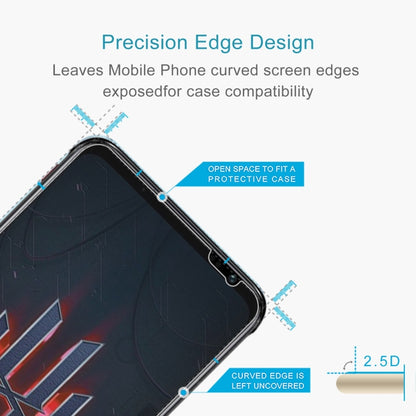 Tempered glass screen protector with 2.5D curved edge and cutout for phone case
