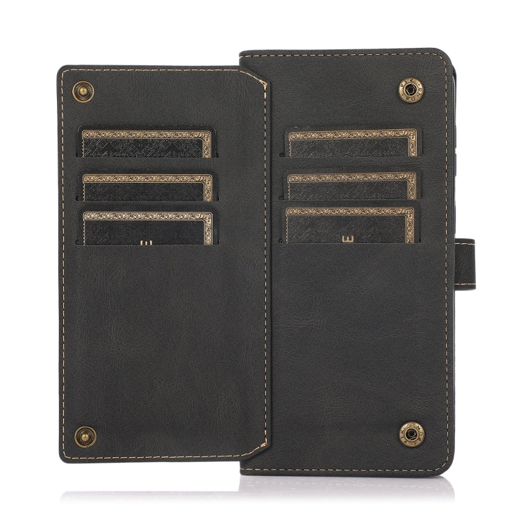 Black flip phone wallet case interior with multiple card holder slots