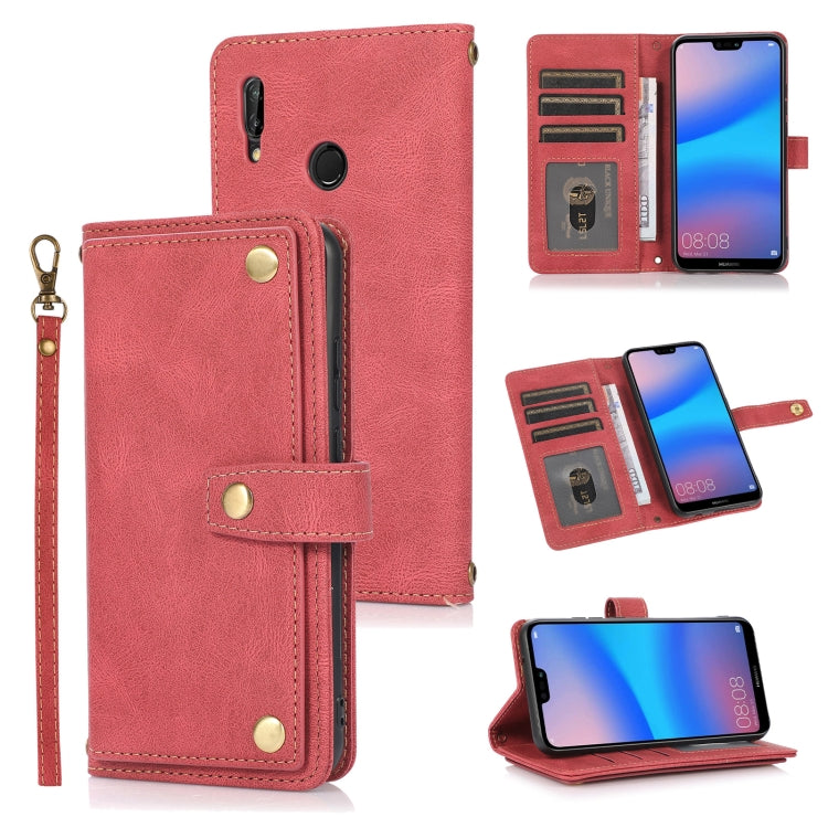 Red flip phone wallet case with card slots, wallet pocket, and lanyard strap