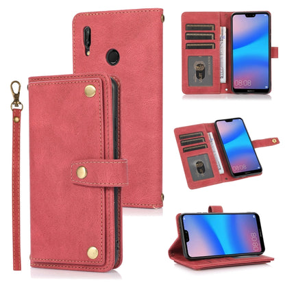 Red flip phone wallet case with card slots, wallet pocket, and lanyard strap
