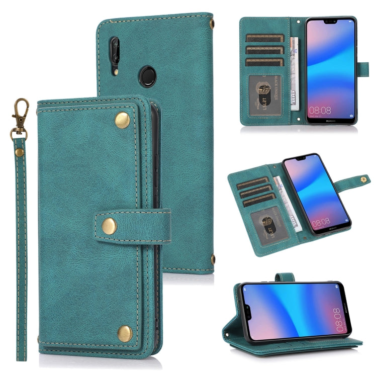 Teal horizontal flip leather case with card slots, wallet pocket, and wrist lanyard