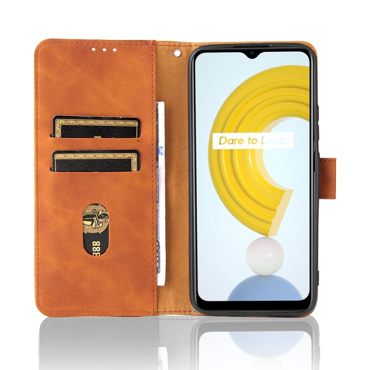Brown PU leather flip wallet phone case with card slots and magnetic clasp