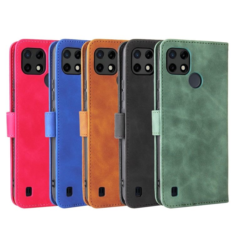 Assorted PU leather flip phone wallet cases in red, blue, orange, black, and green