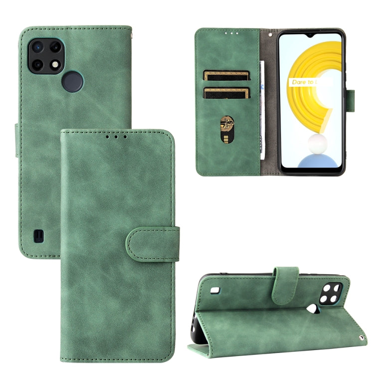 Green PU leather flip phone wallet case with magnetic buckle and card holder