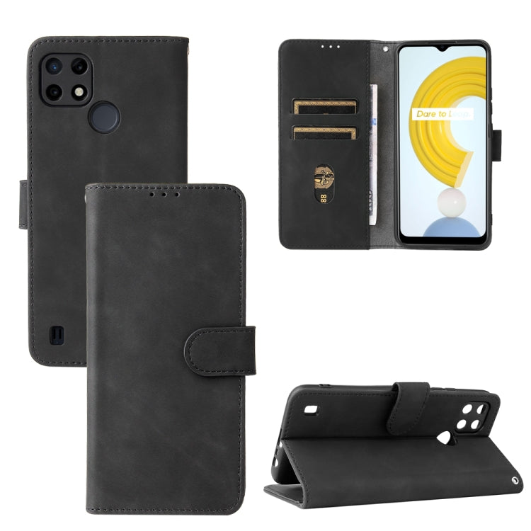 Black PU leather flip phone case with magnetic clasp, card slots, wallet stand