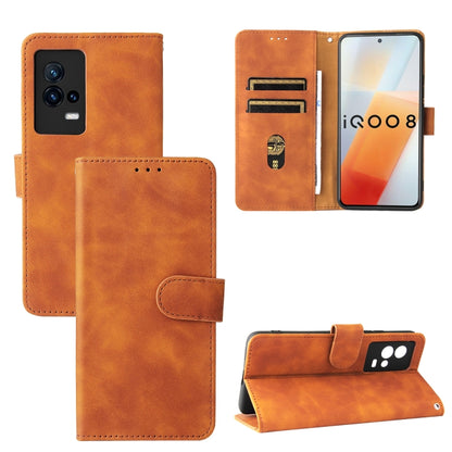 Brown PU leather flip case with magnetic clasp, card slots, and wallet stand