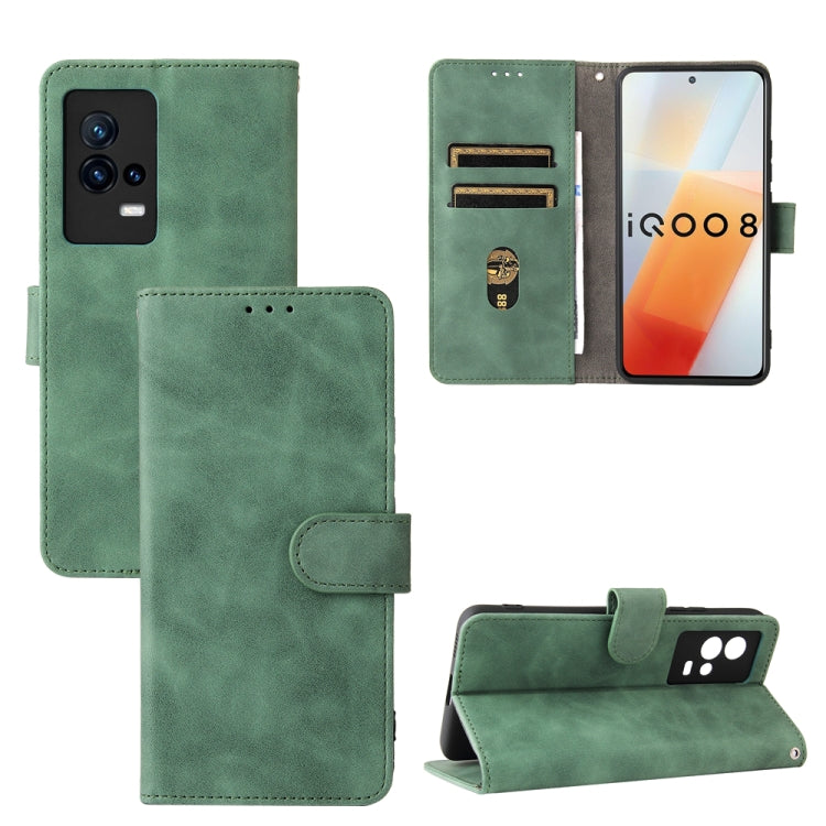 Green PU leather flip case with magnetic clasp, card slots, and wallet stand