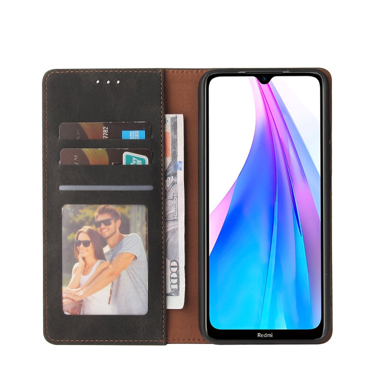 Dark brown leather flip phone case with card slots and viewing stand