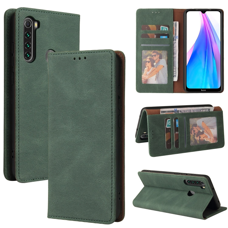Green leather wallet phone case with suction closure, card slots, and stand