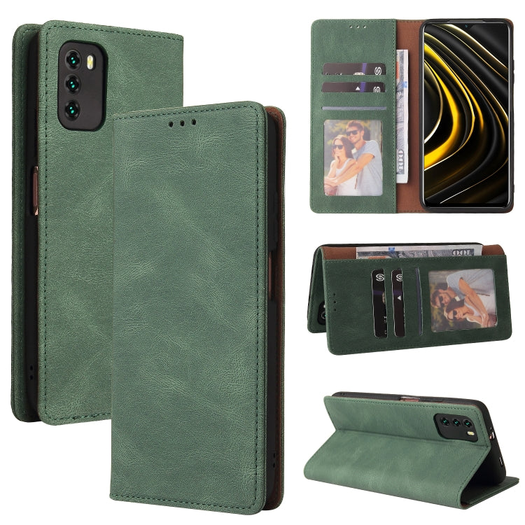 Green leather wallet phone case with card slots and kickstand, flip cover closure