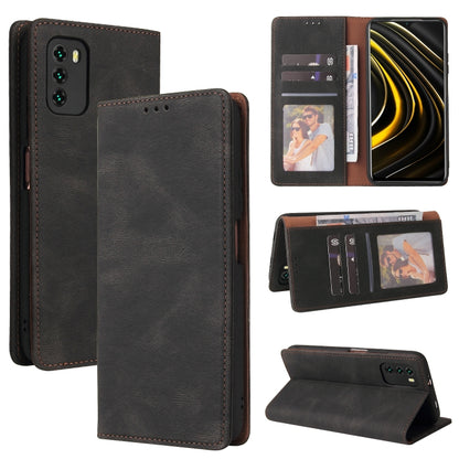 Dark leather wallet phone case with card slots and kickstand, flip cover closure