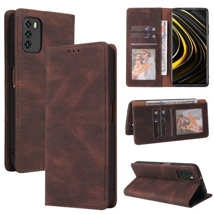 Brown leather wallet phone case with card slots and kickstand, flip cover closure