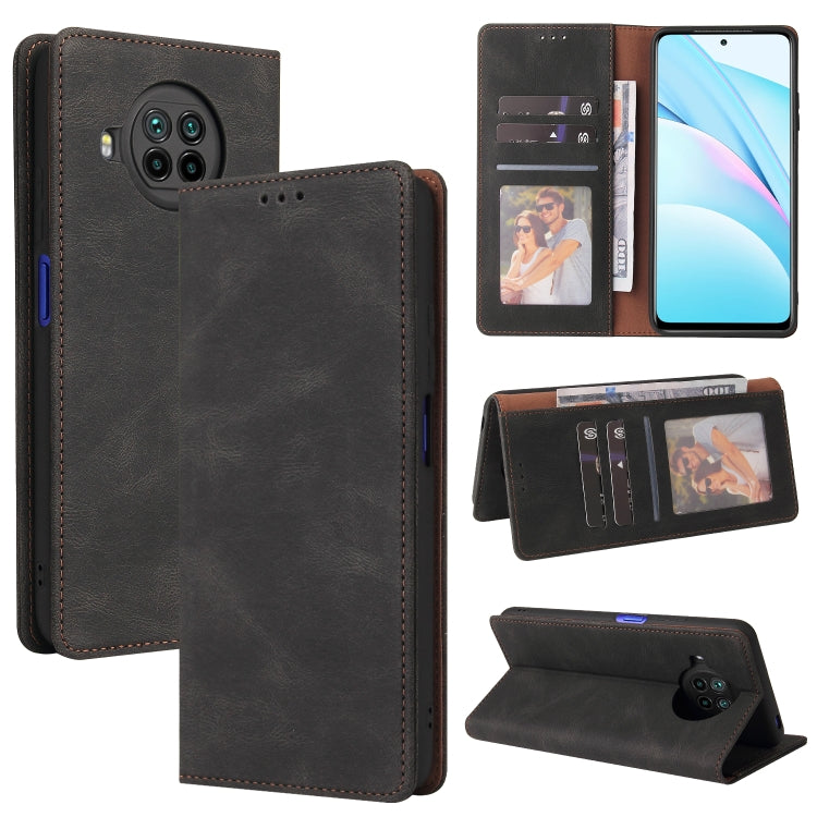 Flip leather phone case with card slots and wallet, black, with kickstand