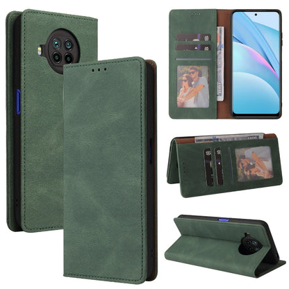 Flip leather phone case with card slots and wallet, green, with kickstand