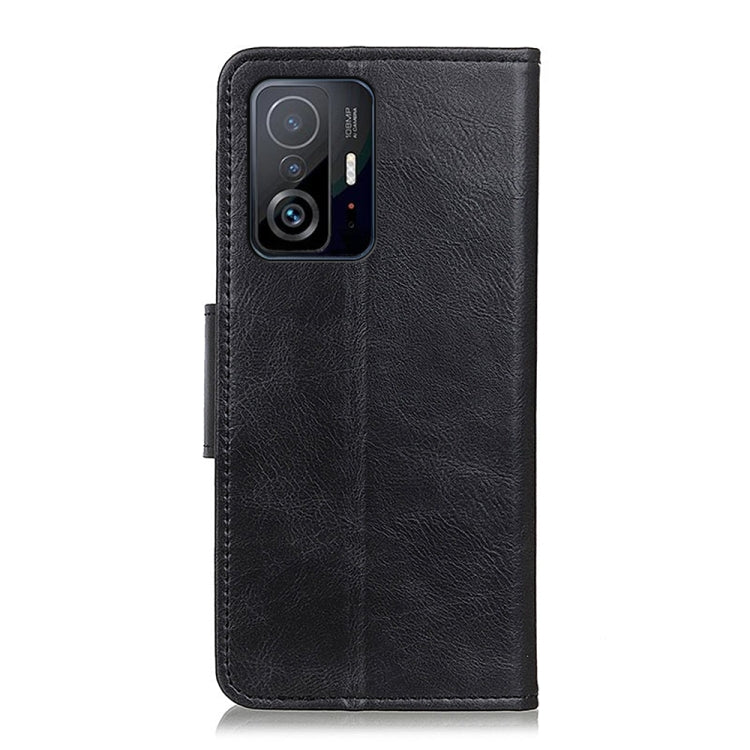 Black flip leather phone case with card slots and camera cutout