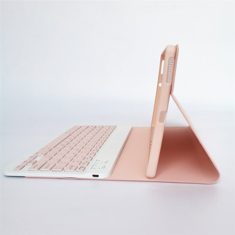 Pink leather tablet case stand with detachable square keycap Bluetooth keyboard