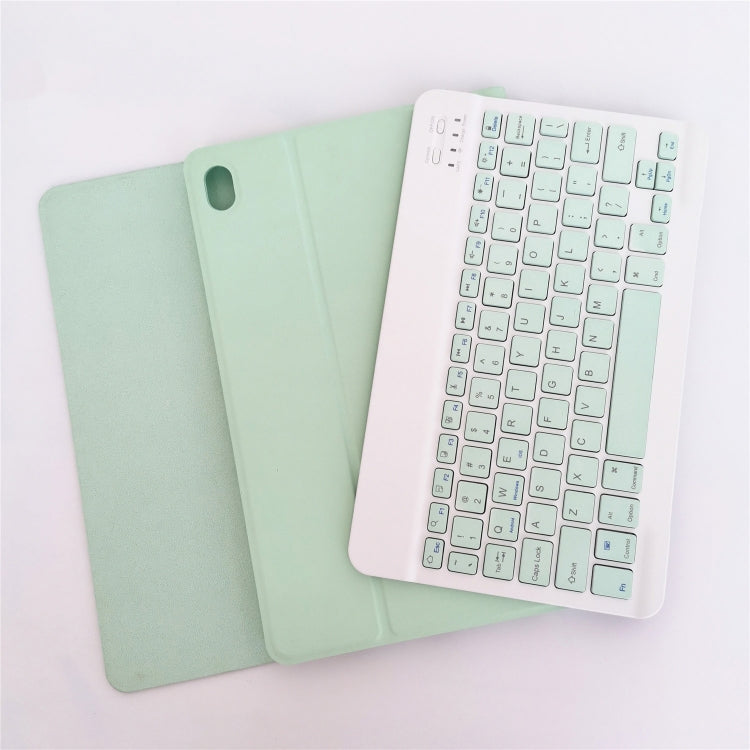 Green leather tablet case with detachable square keycap Bluetooth keyboard