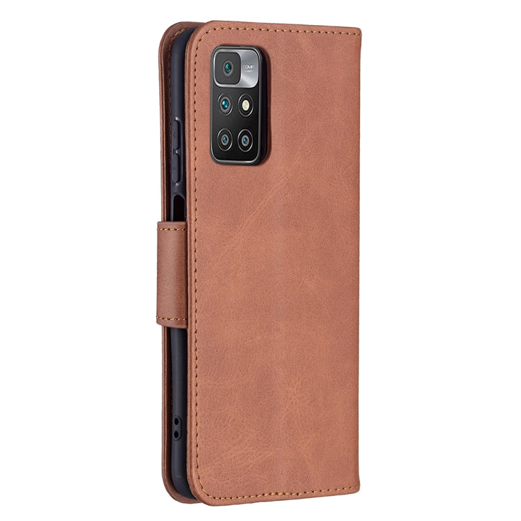 Brown PU leather flip phone case with camera cutout and stitched front pocket