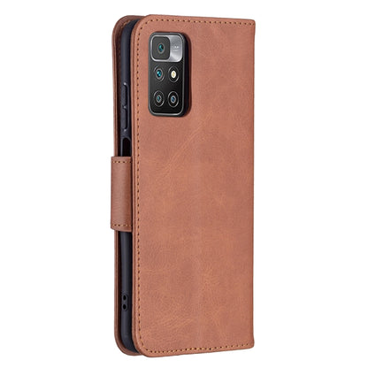 Brown PU leather flip phone case with camera cutout and stitched front pocket