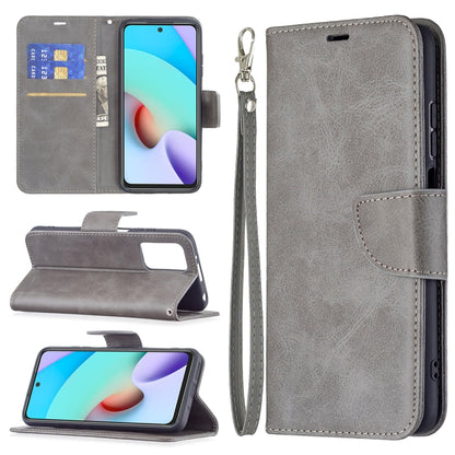 Grey flip wallet phone case with stand, card slots, and wrist lanyard