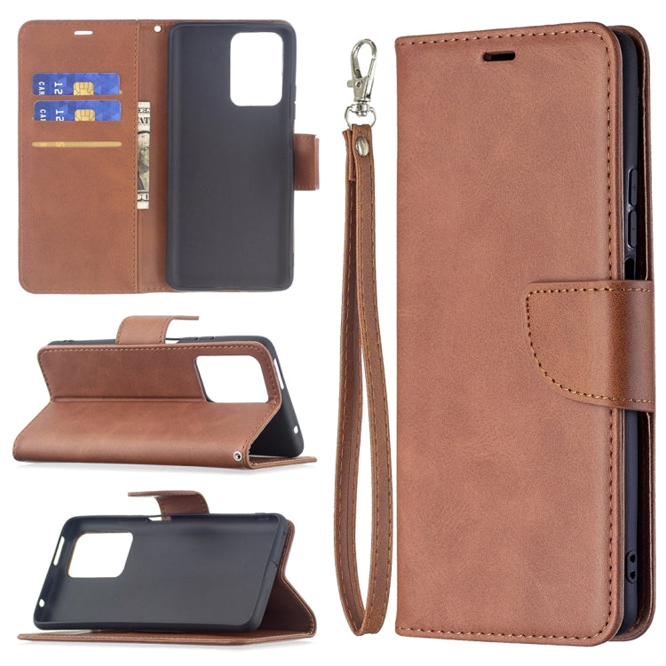 Brown flip phone wallet case open view with card slots, lanyard and side cutouts