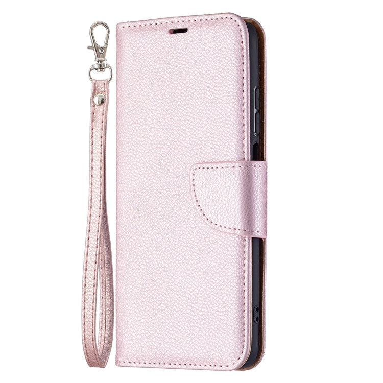 Rose gold PU leather flip case with lanyard strap and card holder window