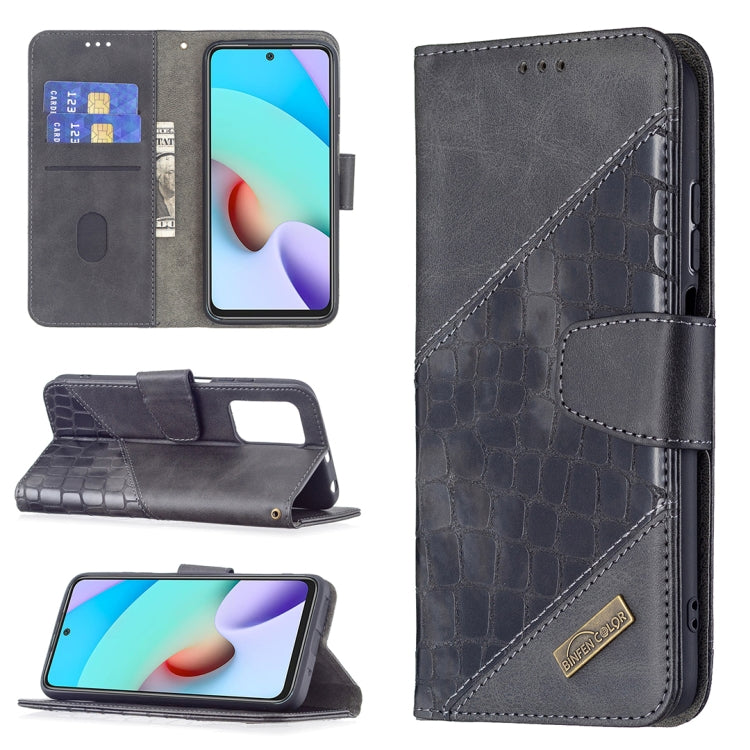 Black crocodile-texture PU leather flip phone case with wallet and card slots