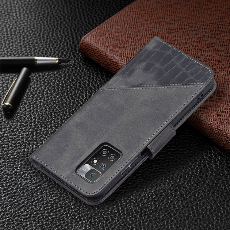 Medium gray crocodile-texture PU leather flip phone case with card holder