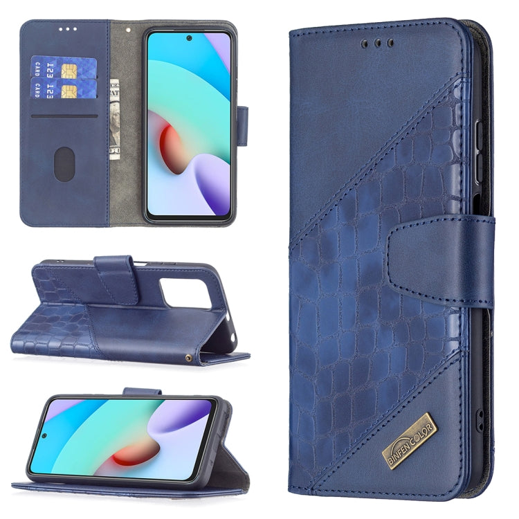 Blue crocodile-texture PU leather flip phone case with wallet and card slots