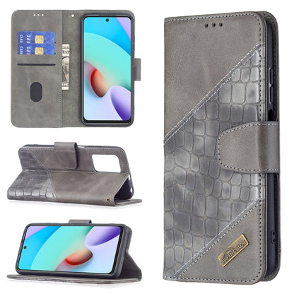 Light gray crocodile-texture PU leather flip phone case with wallet and card slots